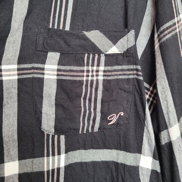 Victoria's Secret Black Plaid Button Front Sleep Shirt Ladies Size Large - Picture 5 of 10